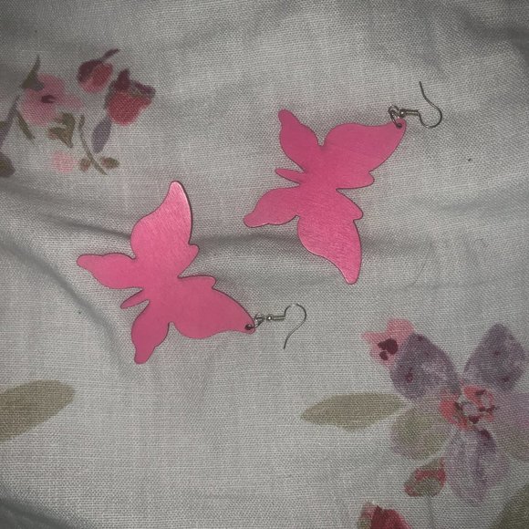Large Wooden Butterfly Earrings - Picture 2 of 2